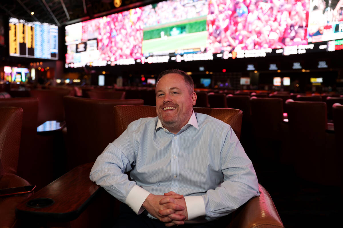 Westgate Vice President of Race and Sports John Murray talks to a reporter at the casino&#x2019 ...