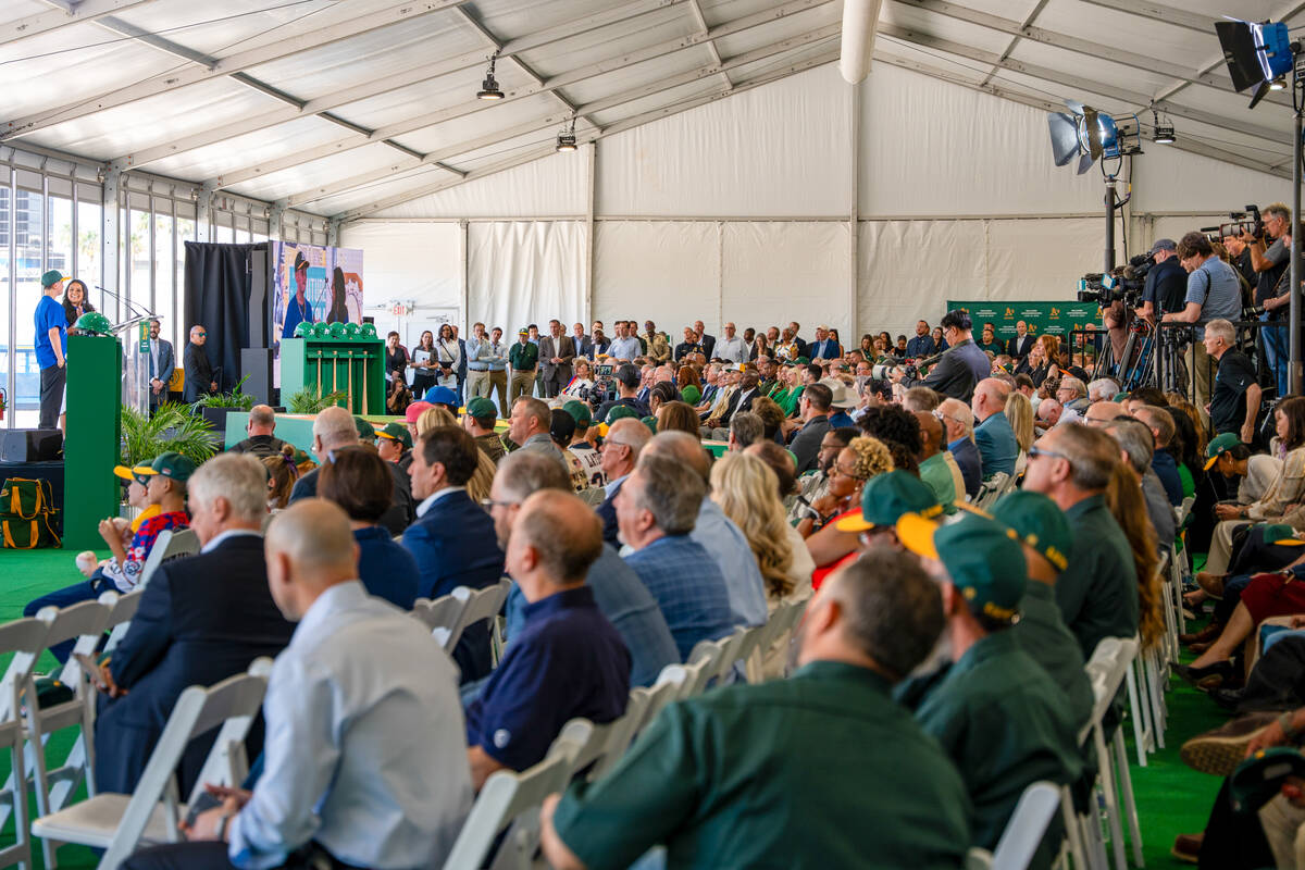 The groundbreaking ceremony for the Athletics new ballpark took place in Las Vegas Monday morni ...