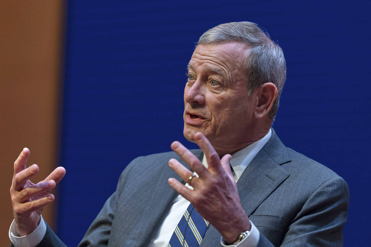 Chief Justice of the United States John Roberts speaks during a lecture to the Georgetown Law S ...