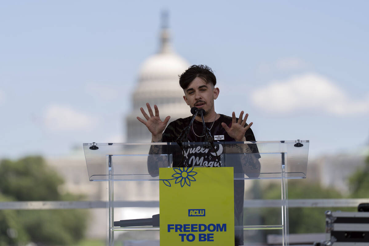 Chase Strangio, co-director of the ACLU's LGBT & HIV Project, speaks during the transgender rig ...