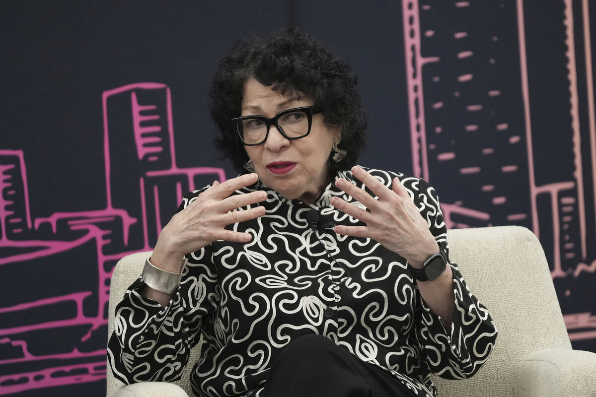 Supreme Court Associate Justice Sonia Sotomayor participates in a fireside chat in Miami, Feb. ...