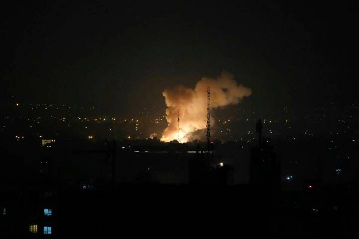 Smoke rises from an attack in Tehran, Iran, by Israel on Friday, June 13, 2025. (AP Photo/Vahid ...