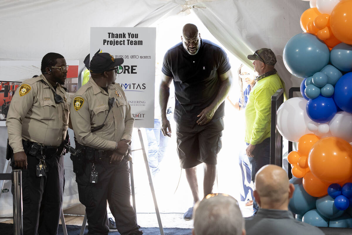 Shaquille O’Neal arrives for a press conference and groundbreaking of the Shaquille O'Ne ...