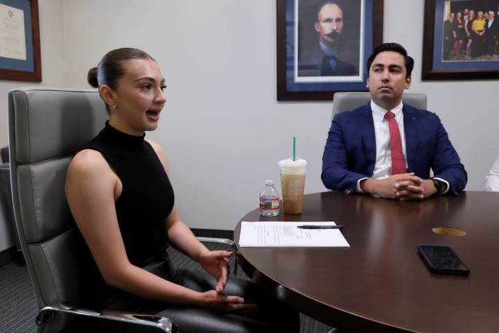 Marisela Quintero-Violante talks about her lawsuit against Henderson Police with one of her att ...