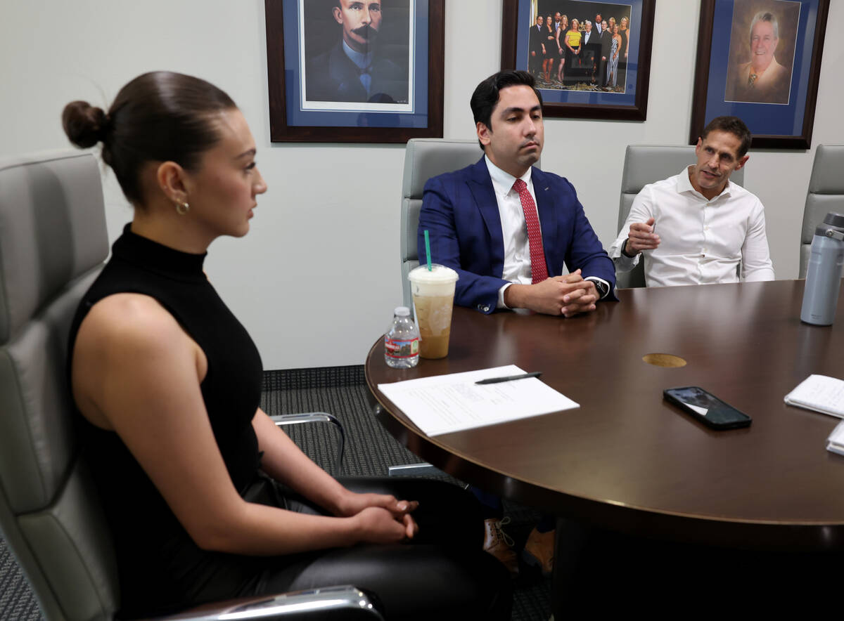Marisela Quintero-Violante talks about her lawsuit against Henderson Police with her attorneys, ...