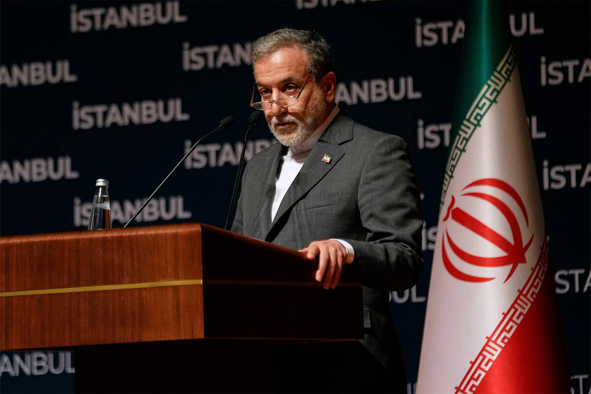 Iranian Foreign Minister Abbas Araghchi attends a news conference in Istanbul, Turkey, Sunday, ...