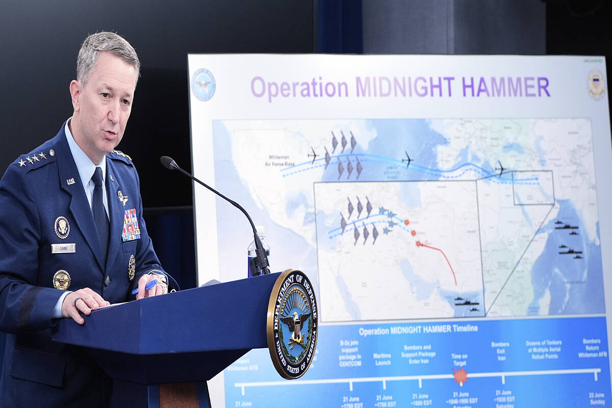 Joint Chiefs Chairman Gen. Dan Caine speaks during a news conference at the Pentagon in Washing ...