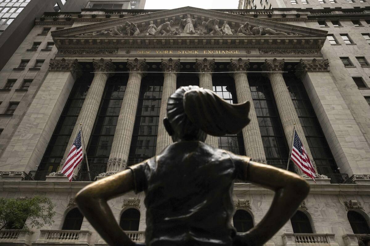 The "Fearless Girl" statue stands in front of the New York Stock Exchange, Wednesday, ...