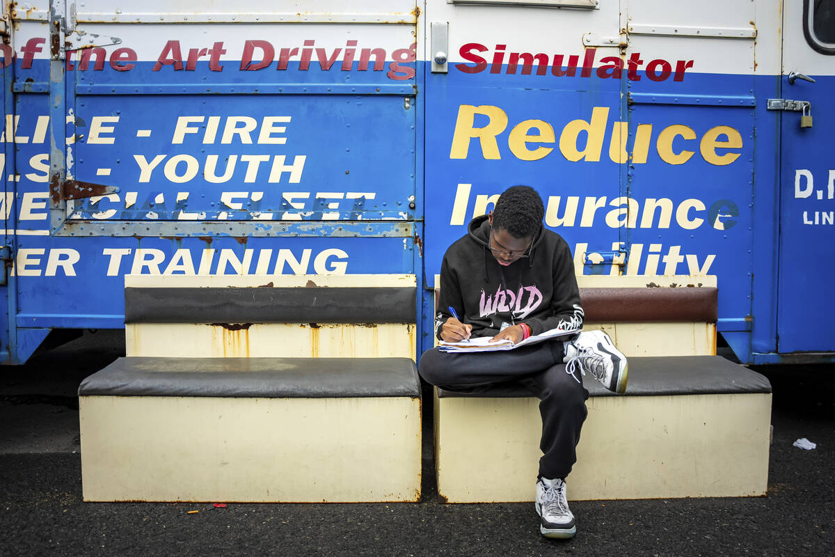 Solane Ellis studies at the Driving Academy on Tuesday, June 10, 2025 in Linden, N.J., where st ...