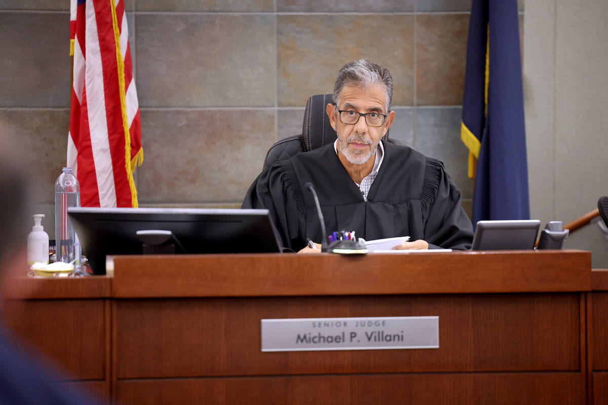 Senior Judge Michael Villani presides in court at the Regional Justice Center in Las Vegas Tues ...