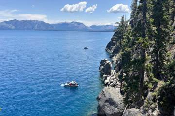 Authorities conduct searches along the shore at D.L. Bliss State Park after a weekend incident ...