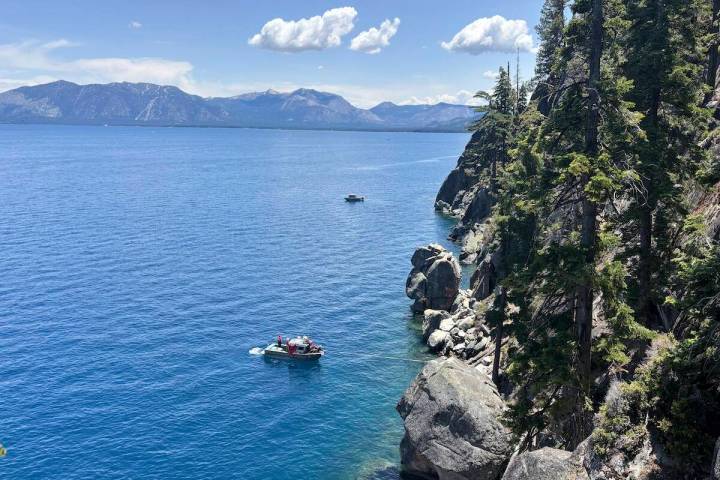 Authorities conduct searches along the shore at D.L. Bliss State Park after a weekend incident ...