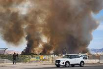 A fire at Clark County Wetlands Park is seen Tuesday, June 24, 2025, in Las Vegas. (Chase Steve ...
