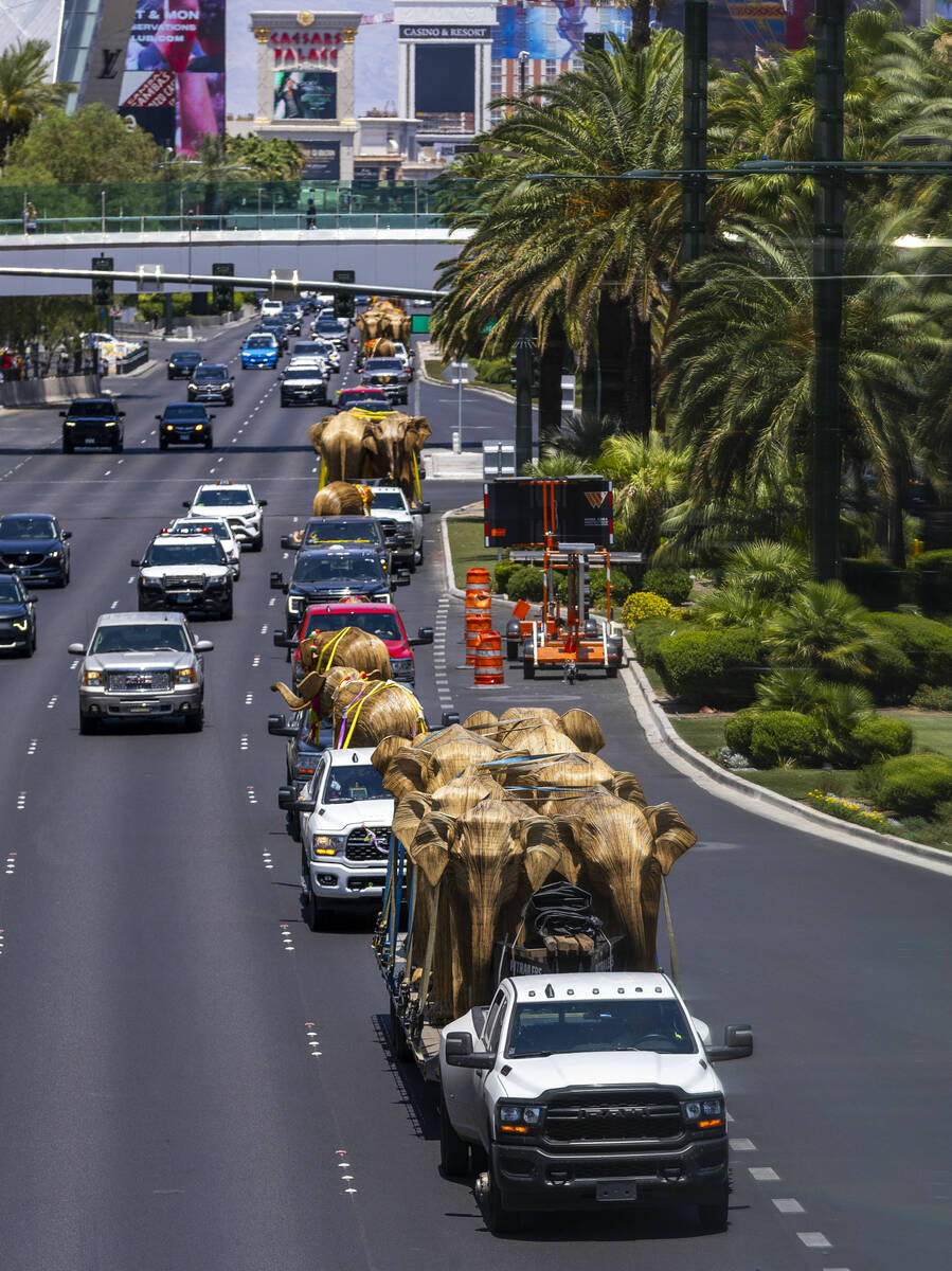 The Great Elephant Migration proceeds down the Strip after beginning at the Historic Commercial ...