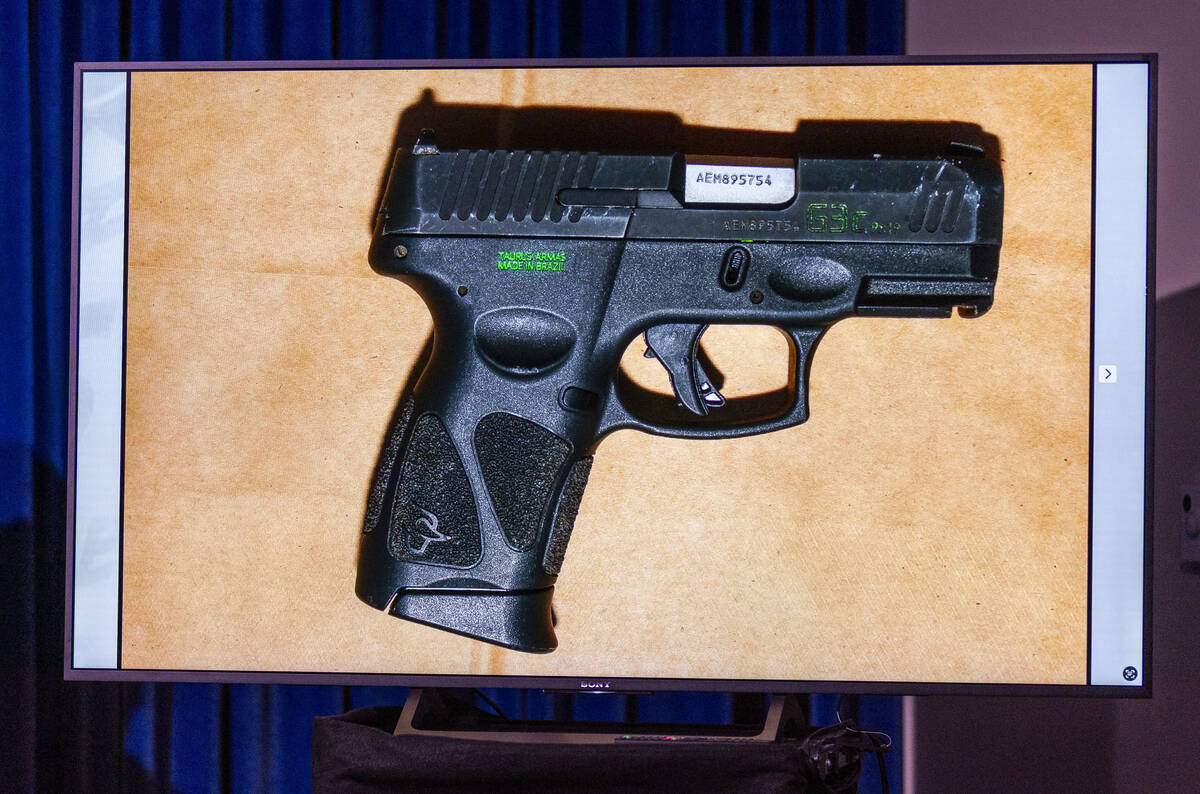 One of the suspect's handguns recovered during a recent officer involved shooting described by ...