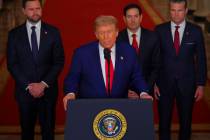 U.S. President Donald Trump delivers an address to the nation from the White House on Saturday, ...