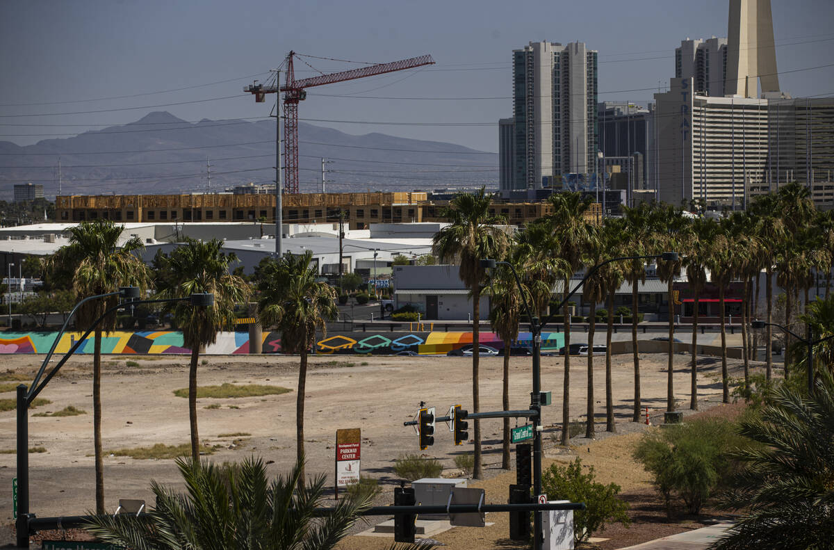 Vacant land is seen at the northeast corner of Charleston Boulevard and Grand Central Parkway o ...