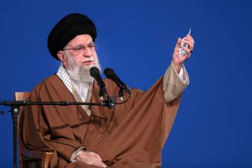 In this photo released by the official website of the office of the Iranian supreme leader, Sup ...