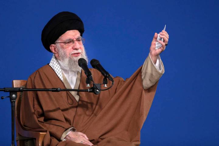 In this photo released by the official website of the office of the Iranian supreme leader, Sup ...