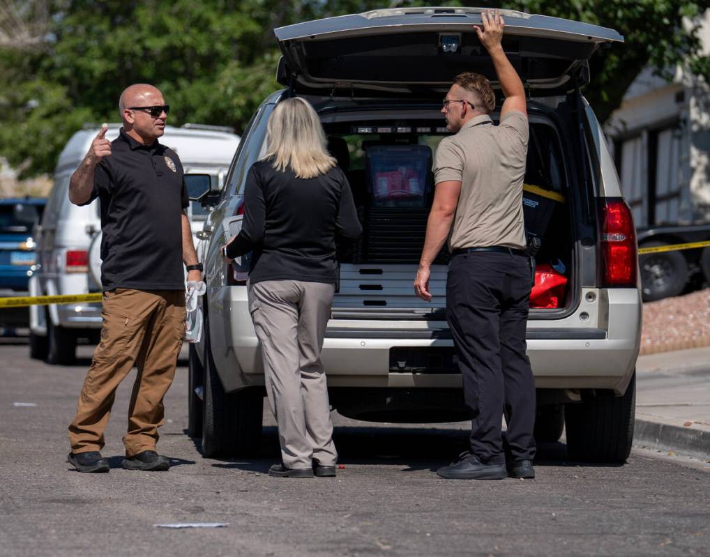 Police investigate an officer involved shooting in Las Vegas June 26, 2025. (Kara Gildea/Las Ve ...