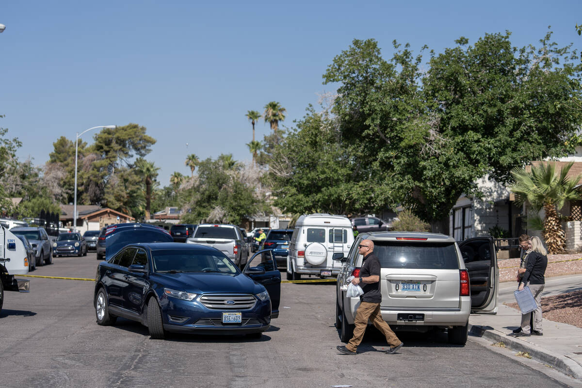 Police investigate an officer involved shooting in Las Vegas June 26, 2025. (Kara Gildea/Las Ve ...