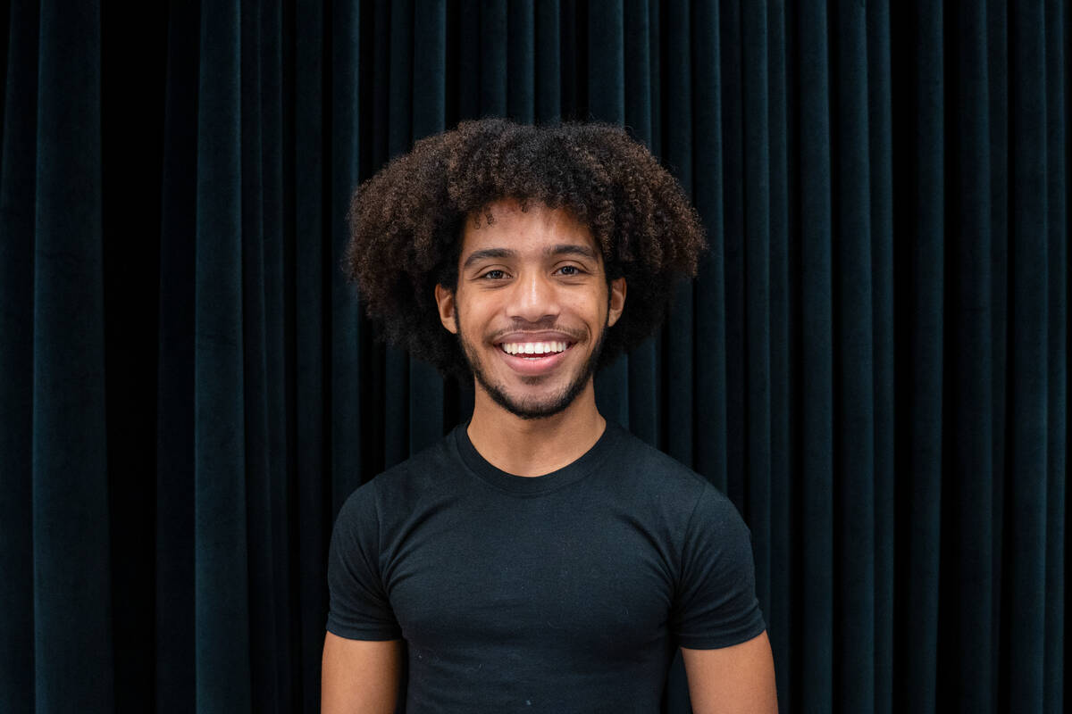 Chris Hayes Jr., a 2025 graduate of Las Vegas Academy, poses at Dynamic Performing Arts Center ...