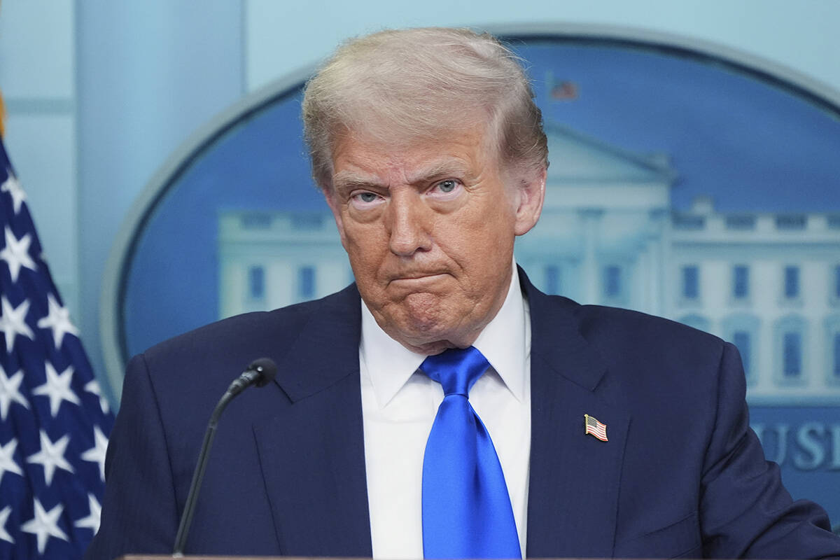 President Donald Trump listens during a briefing with the media, Friday, June 27, 2025, at the ...
