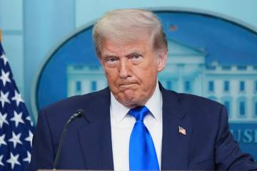 President Donald Trump listens during a briefing with the media, Friday, June 27, 2025, at the ...
