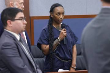 Markeisha Foster, accused of causing death of Reba the bulldog, answers District Court judge Su ...