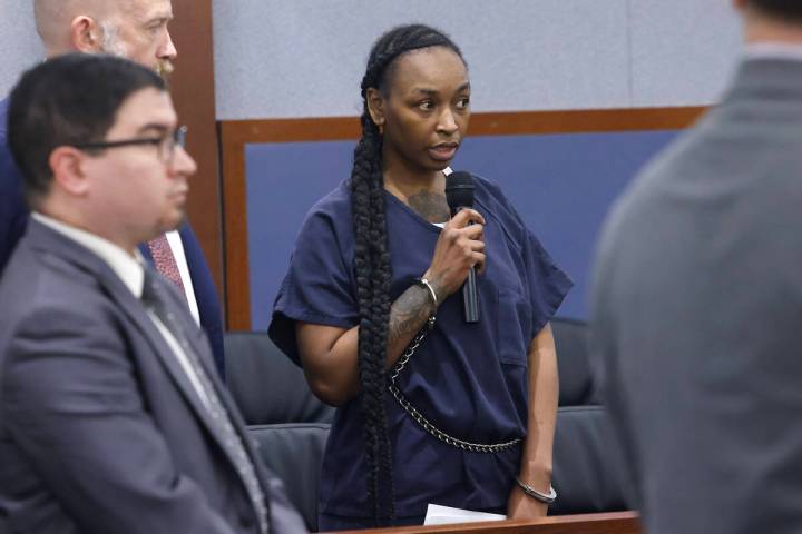Markeisha Foster, accused of causing death of Reba the bulldog, answers District Court judge Su ...