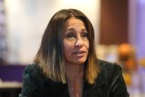 Mountain West Conference commissioner Gloria Nevarez speaks during men's basketball media day, ...