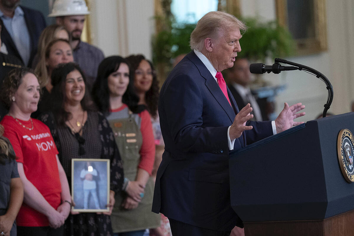 President Donald Trump speaks at an event to promote his domestic policy and budget agenda in t ...