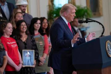 President Donald Trump speaks at an event to promote his domestic policy and budget agenda in t ...