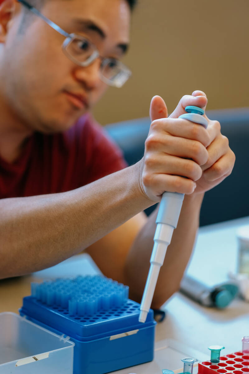 Earl Yoon, an instructor with College of Southern Nevada’s Biological Sciences department, de ...