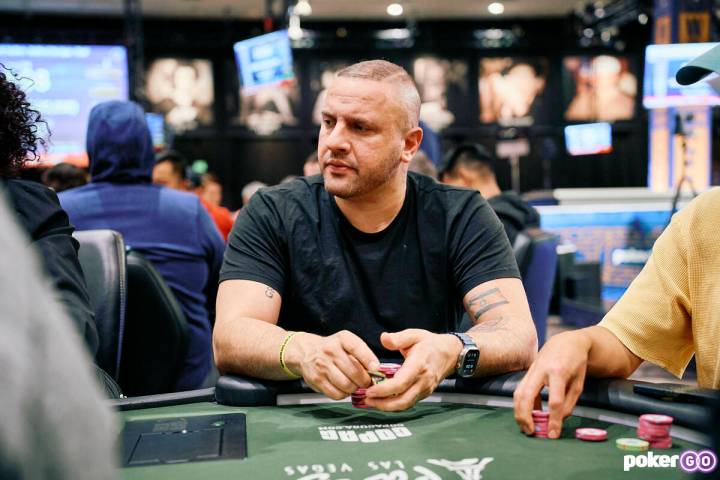 Michael Mizrachi plays in an earlier event at the 2025 World Series of Poker. (Miguel Cortes/Po ...