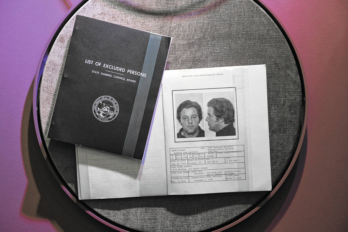 Tony Spilotro is seen in a 1978 edition of the Black Book at the Mob Museum in Las Vegas Tuesda ...