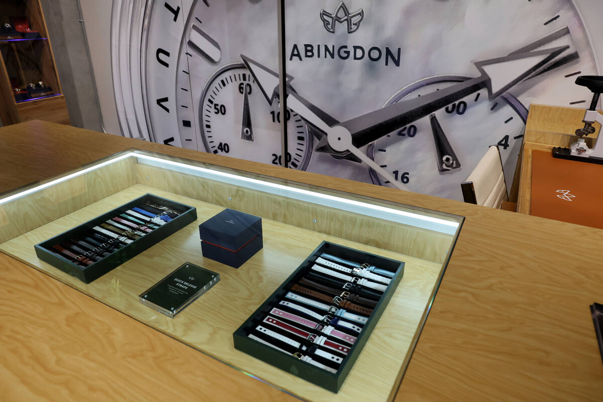 Watch bands are seen at new Abingdon Co. showroom in Las Vegas Monday, June 30, 2025. The Las V ...
