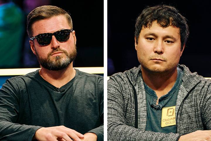 James Carroll, left, and Jesse Yaginuma play in the the $1,500 buy-in “Millionaire Maker” N ...