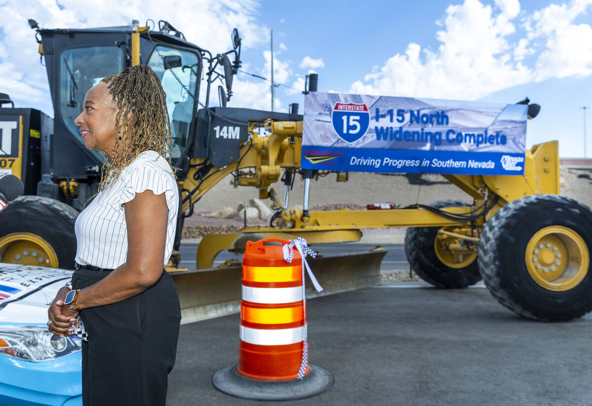 North Las Vegas Mayor Pamela Goynes-Brown speaks about the completion of the I-15 North Phase 3 ...