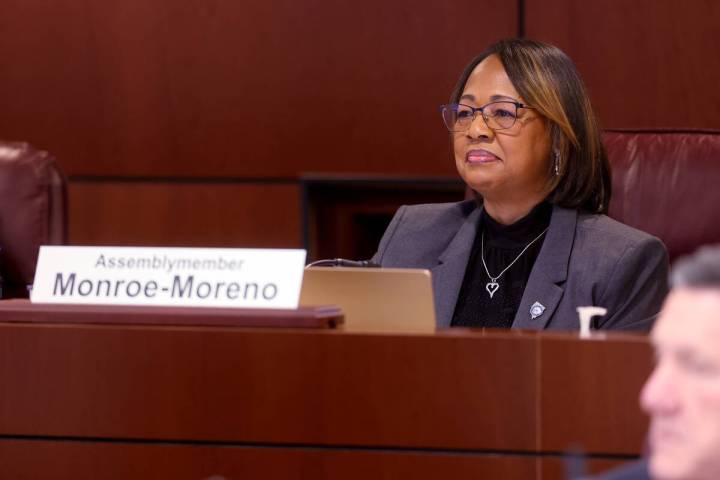 Assembly member Daniele Monroe-Moreno, D-North Las Vegas listens to a speaker during a meeting ...