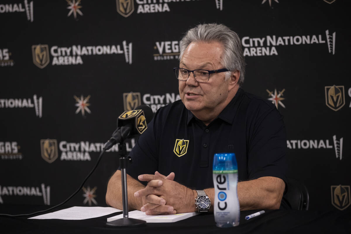 Golden Knights general manager Kelly McCrimmon talks about the team’s free agency at Ci ...