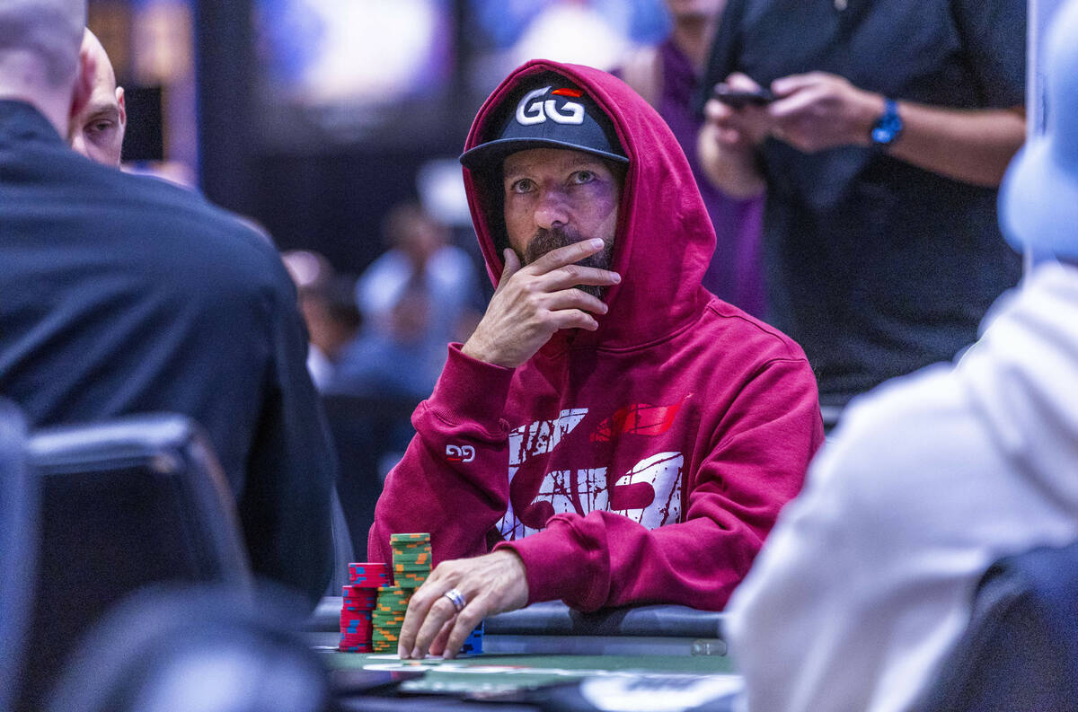 Poker professional Daniel Negreanu plays in the $100,000 High Roller Pot-limit Omaha event at t ...