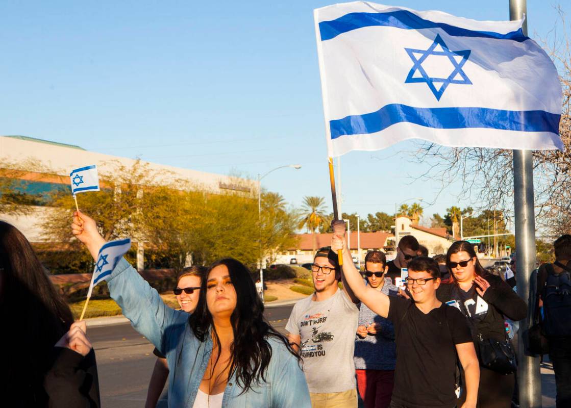 People march against anti-semitism in Las Vegas. (Las Vegas Review-Journal)