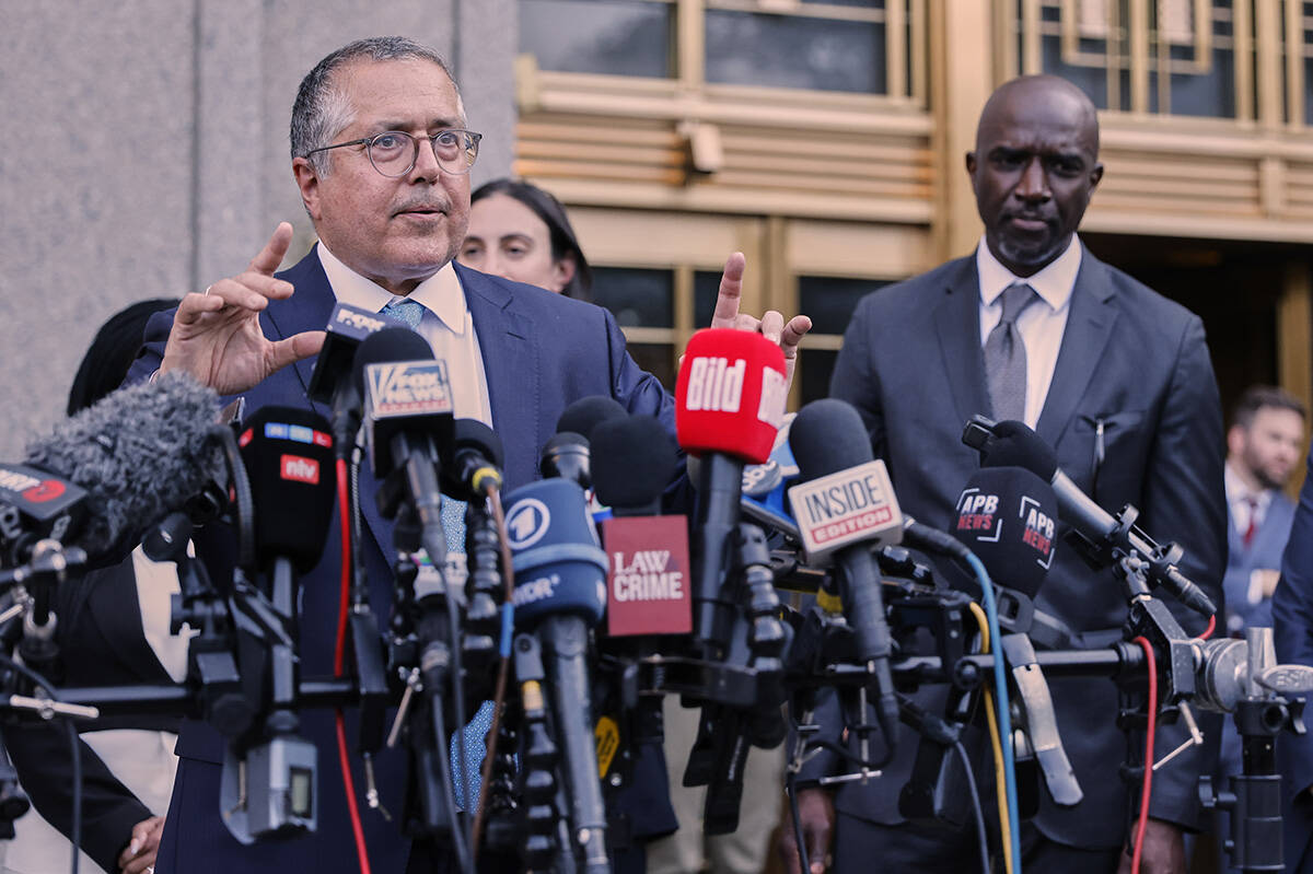 Defense attorney Marc Agnifilo speaks outside Manhattan federal court after Sean "Diddy&qu ...