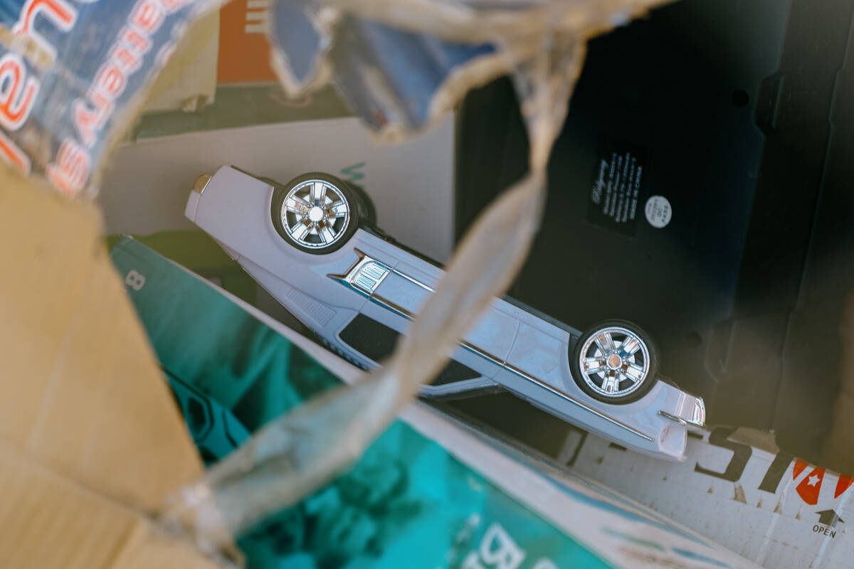A toy car lies amid various items in an abandoned stall at Broadacres Marketplace on Saturday, ...