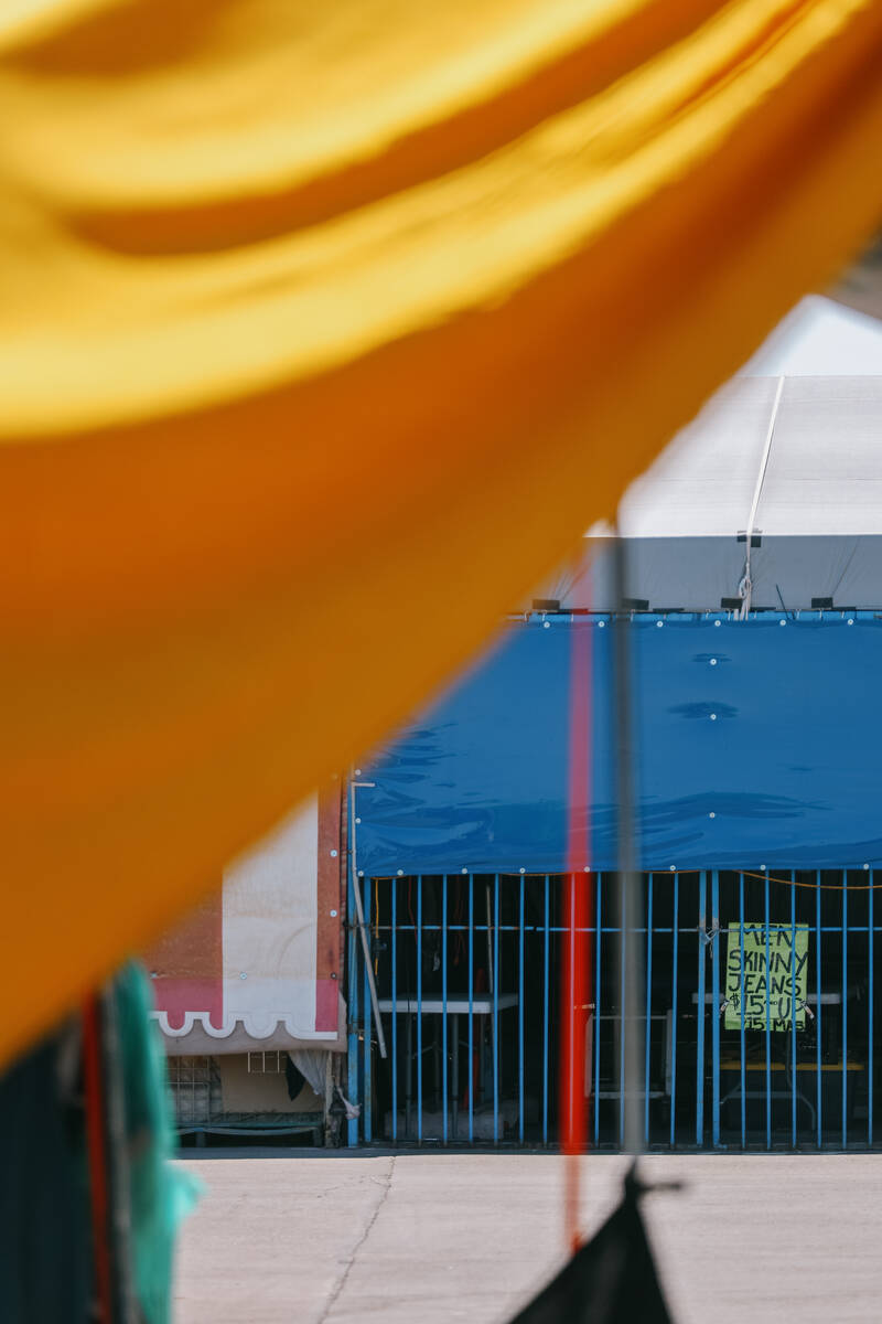 Colorful closed-down stalls at Broadacres Marketplace on Saturday, July 5, 2025 in North Las Ve ...