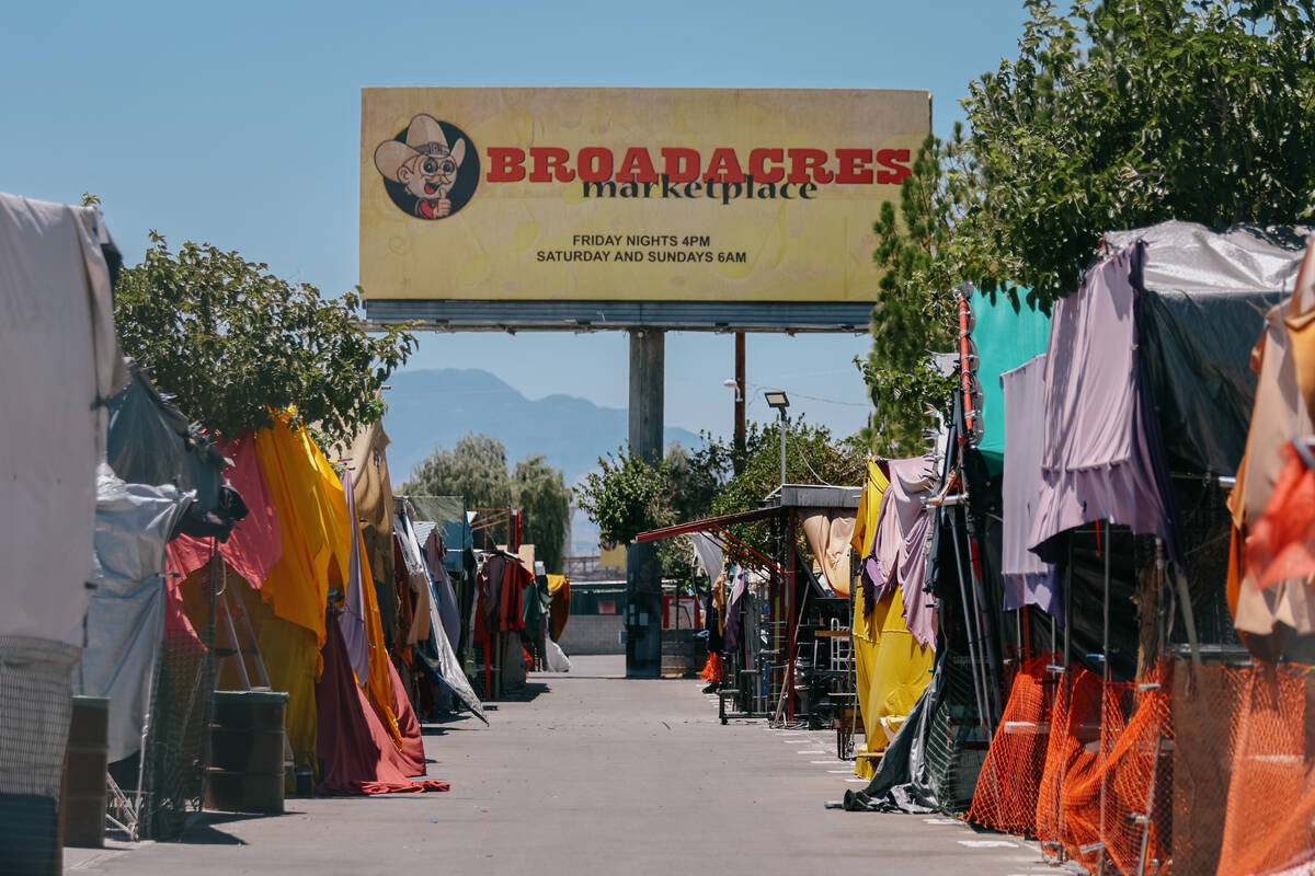 The pathways between empty stalls remain quiet at Broadacres Marketplace on Saturday, July 5, 2 ...