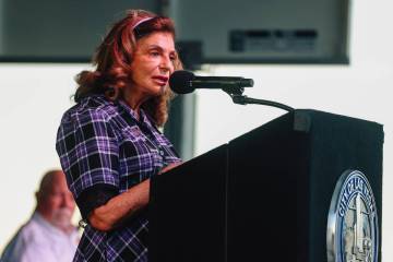 Las Vegas Mayor Shelley Berkley speaks during the annual Southern Nevada Law Enforcement Memori ...
