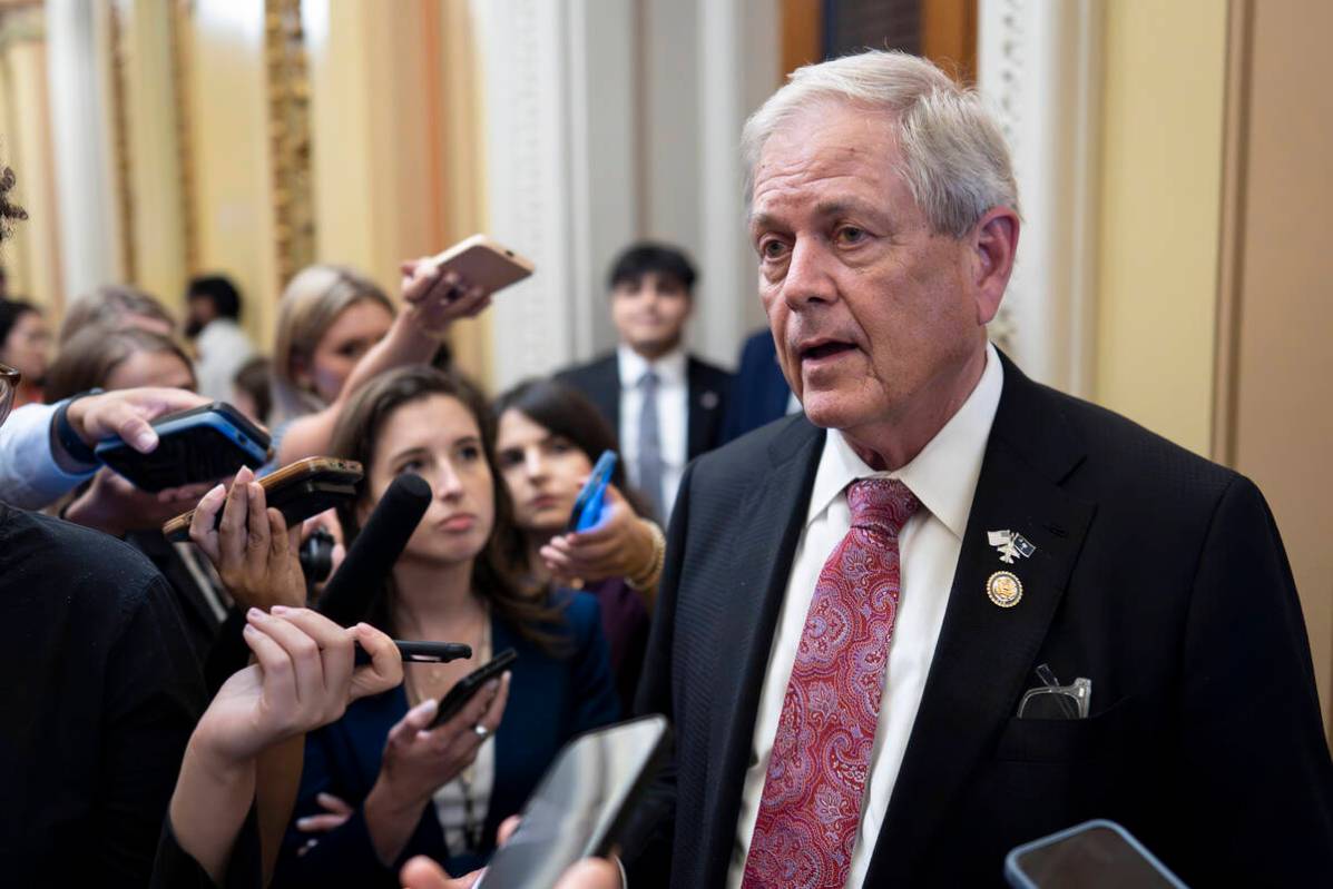 Rep. Ralph Norman, R-S.C., a member of the conservative House Freedom Caucus, speaks to reporte ...