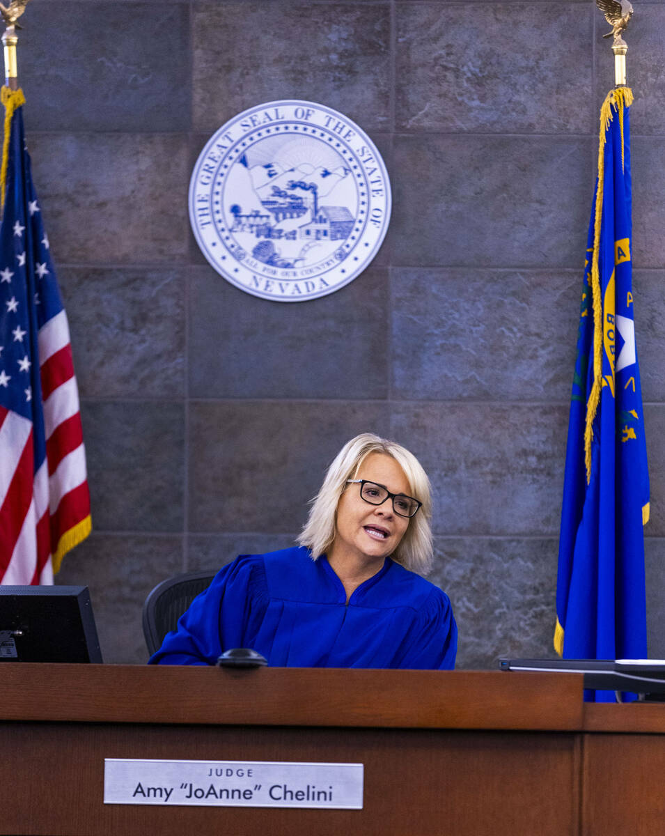Judge Amy Chelini presides over a hearing for Manuel Ruiz, the suspect in a livestreamed Strip ...